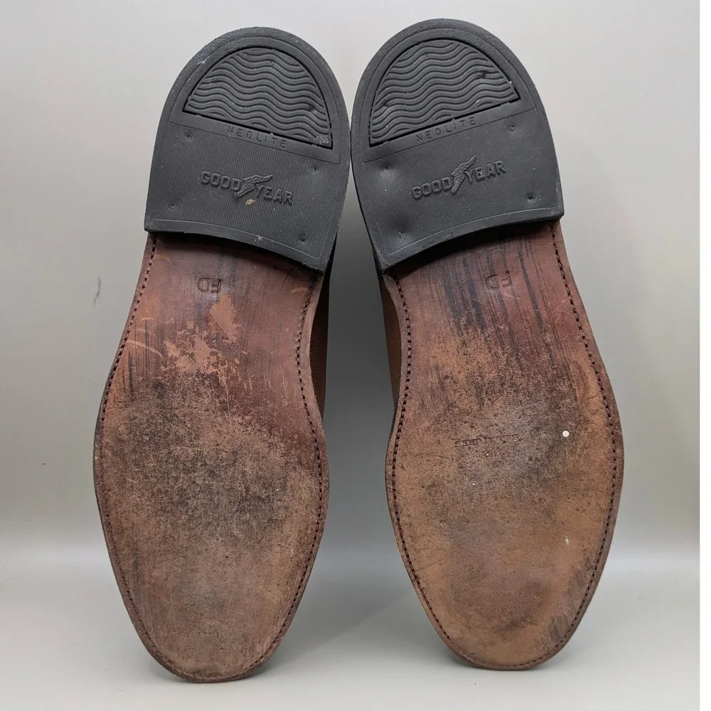 Vtg Hanover LB Sheppard Model 2102 Tan Calfskin Leather Derby Blucher Size 9